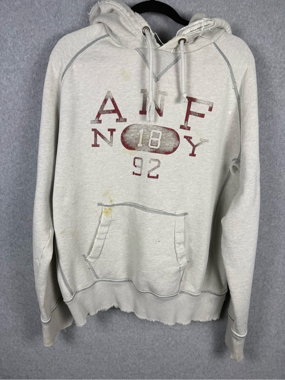 Abercrombie & Fitch Y2K Distressed Hoodie L Grunge Vintage Archive ANF 1892 Flaw